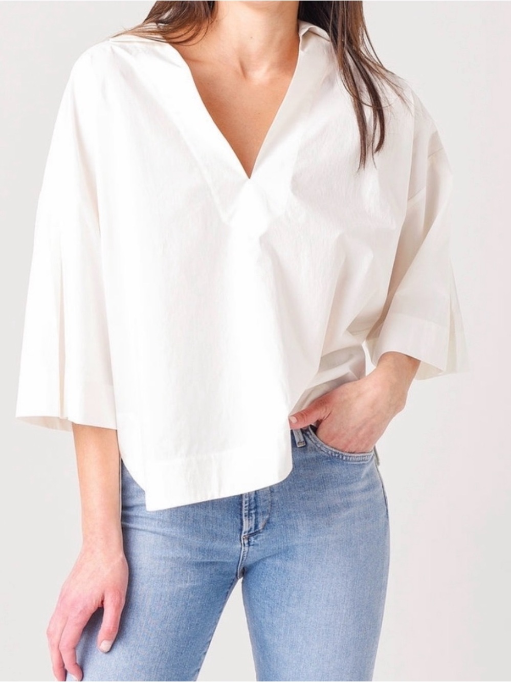 Frame Channing Oversized Popover top white women’s size XS